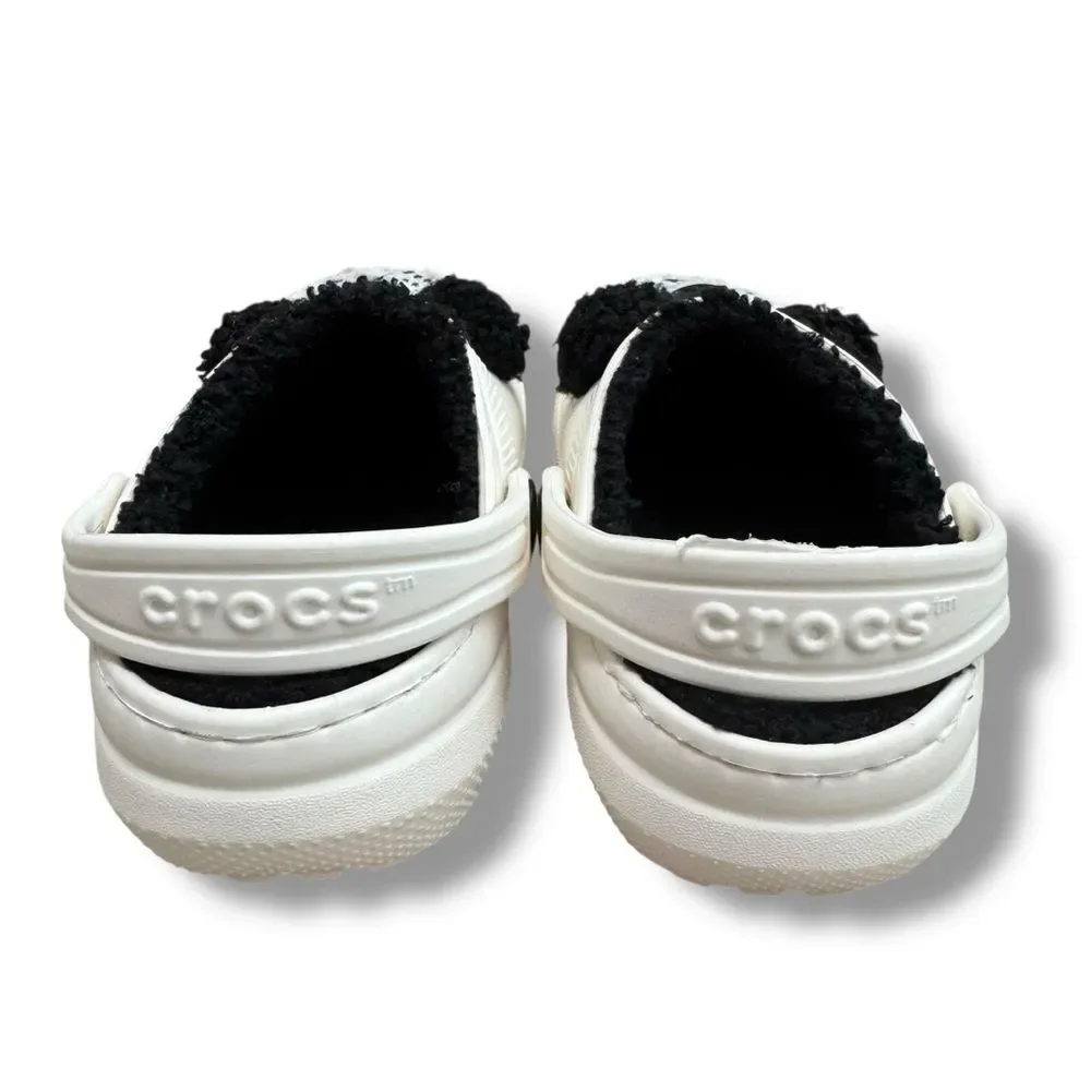 Crocs Kids Panda Fuzzy Lined Clogs 10C Cozy Core Cute Slip On Unisex